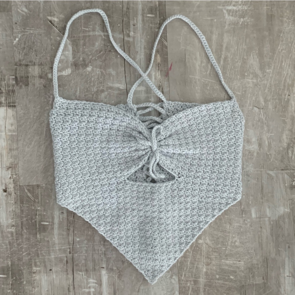 Crochet baby blue corset-style top
